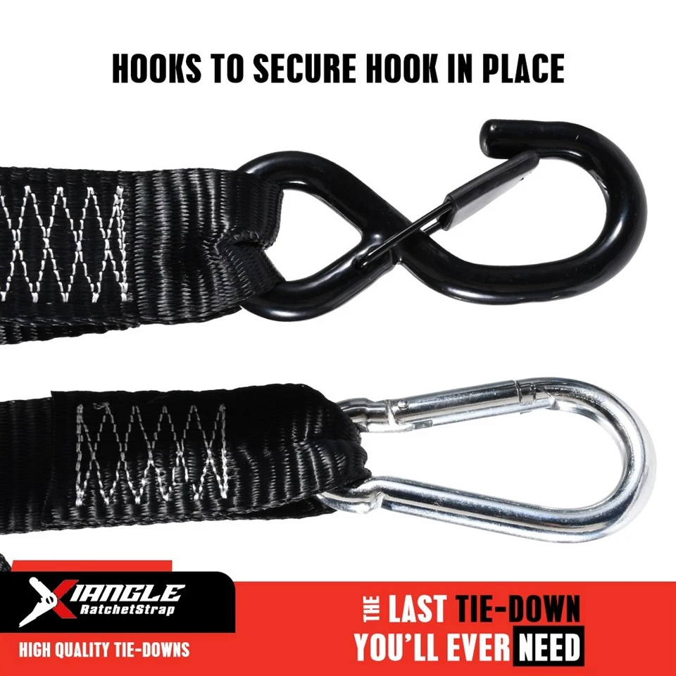 1.5 Inch Motorcycle Ratchet Tie Downs With Safety S-Hook & Carabiner factory