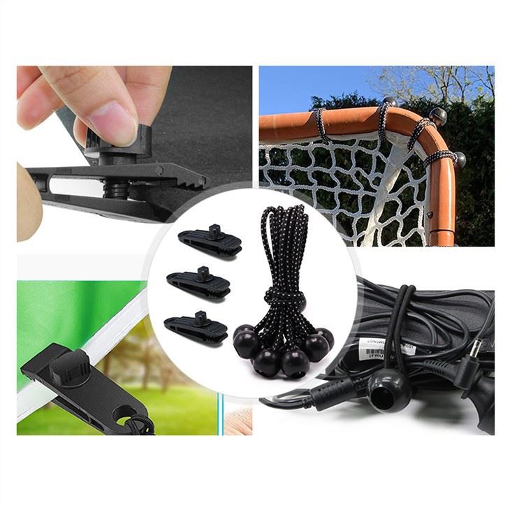 24 Pcs Tarp Clips And Ball Bungee Cords Tie Down Straps Elastic Rope String For Tent Canopy Camping
